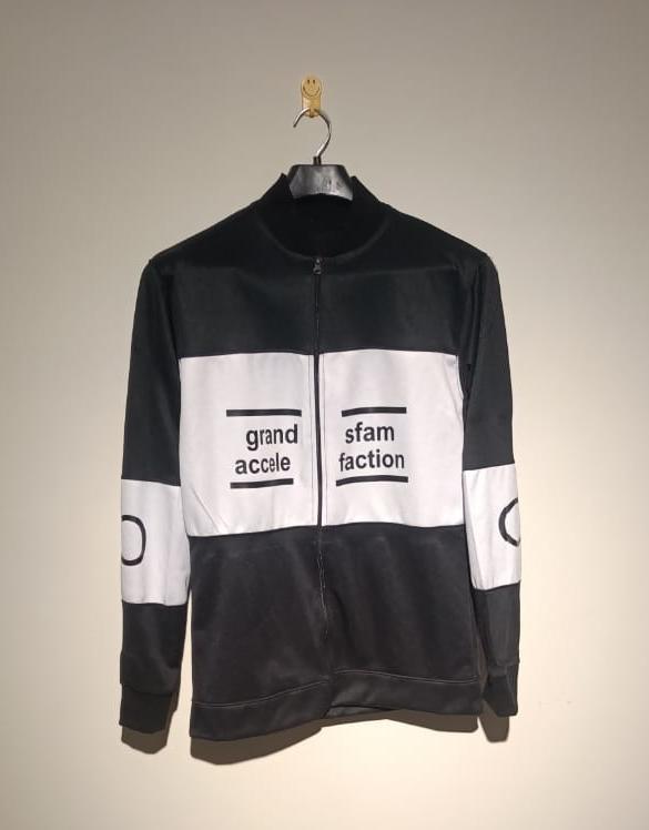 Men's Zipper Fleece Jacket - 1 Pc, Black & White Printed Style