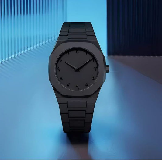 Aura Quartz Arabic Dial Watch | Lightweight Black Design