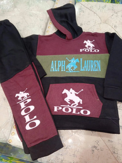 2 Pcs Boy's Cotton Fleece Printed Hoodie Tracksuit