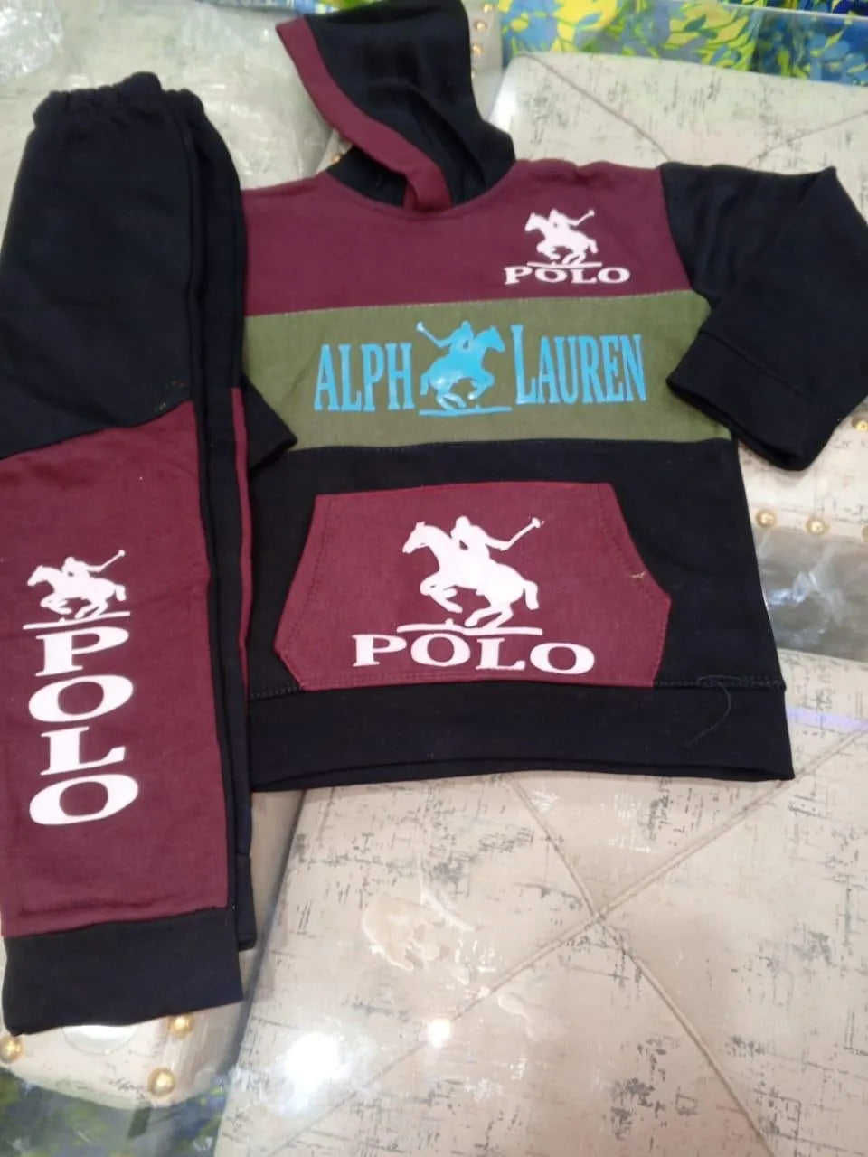 2 Pcs Boy's Cotton Fleece Printed Hoodie Tracksuit