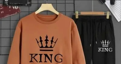 2 Pcs Men's Polyester Fleece Printed Track Suit